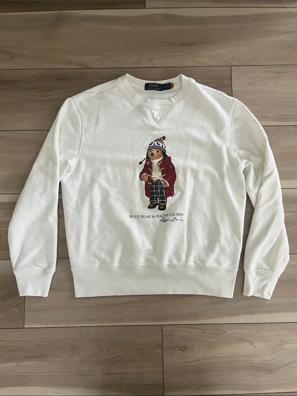 Polo by Ralph Lauren White Crewneck Sweatshirt with Red Polo Bear Graphic